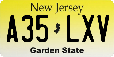 NJ license plate A35LXV