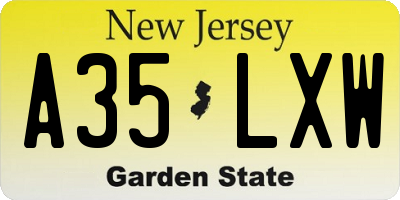 NJ license plate A35LXW
