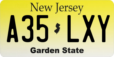 NJ license plate A35LXY
