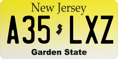 NJ license plate A35LXZ