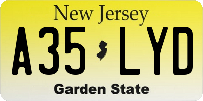 NJ license plate A35LYD
