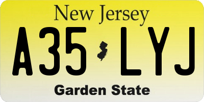 NJ license plate A35LYJ