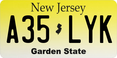 NJ license plate A35LYK
