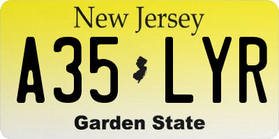 NJ license plate A35LYR