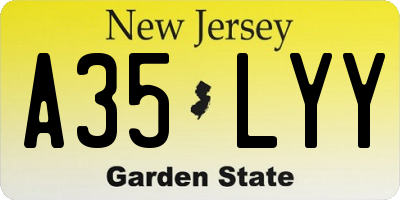 NJ license plate A35LYY