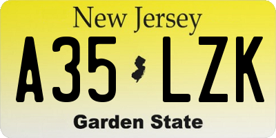 NJ license plate A35LZK