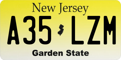 NJ license plate A35LZM