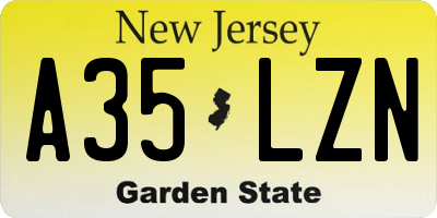 NJ license plate A35LZN