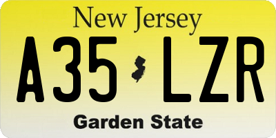 NJ license plate A35LZR