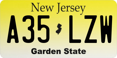 NJ license plate A35LZW