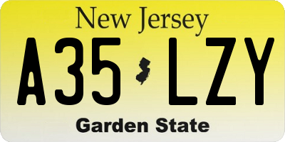 NJ license plate A35LZY