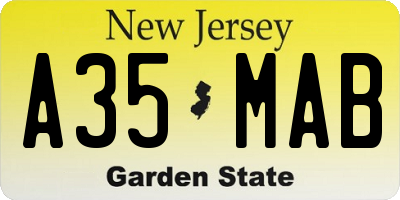 NJ license plate A35MAB