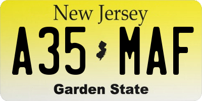 NJ license plate A35MAF