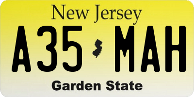NJ license plate A35MAH