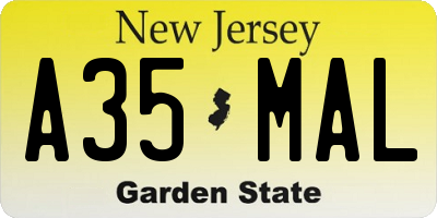 NJ license plate A35MAL