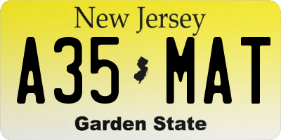 NJ license plate A35MAT