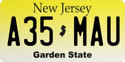 NJ license plate A35MAU