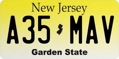 NJ license plate A35MAV