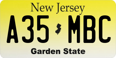 NJ license plate A35MBC