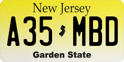 NJ license plate A35MBD