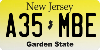 NJ license plate A35MBE