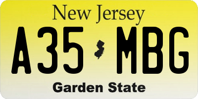 NJ license plate A35MBG