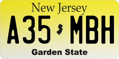 NJ license plate A35MBH
