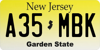 NJ license plate A35MBK