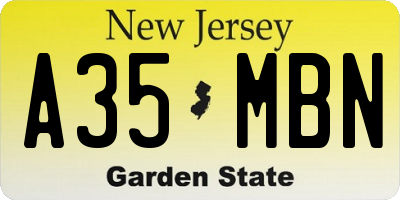 NJ license plate A35MBN