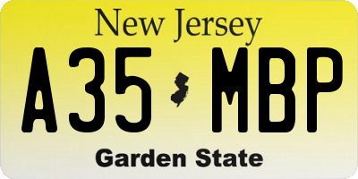 NJ license plate A35MBP