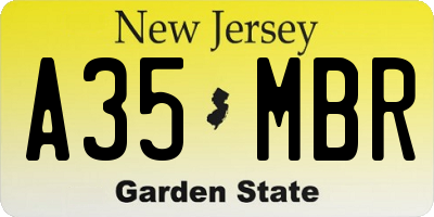 NJ license plate A35MBR
