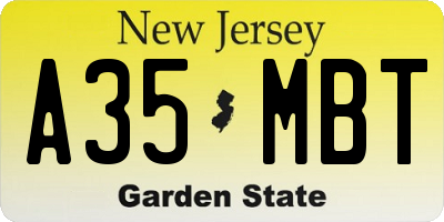 NJ license plate A35MBT