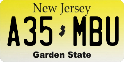 NJ license plate A35MBU