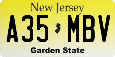 NJ license plate A35MBV