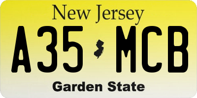 NJ license plate A35MCB