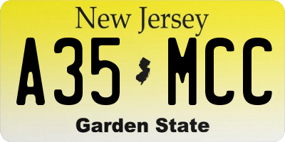 NJ license plate A35MCC