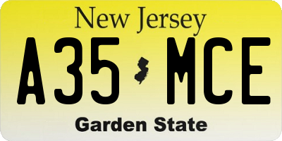 NJ license plate A35MCE