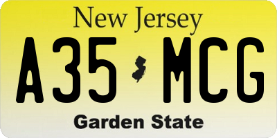 NJ license plate A35MCG