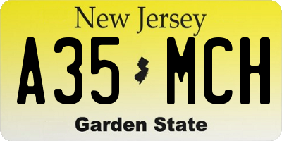 NJ license plate A35MCH