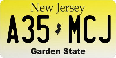 NJ license plate A35MCJ