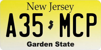 NJ license plate A35MCP