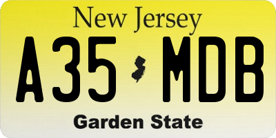 NJ license plate A35MDB