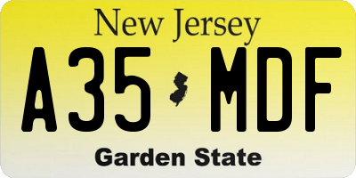 NJ license plate A35MDF