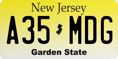 NJ license plate A35MDG