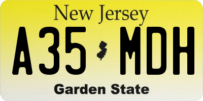 NJ license plate A35MDH