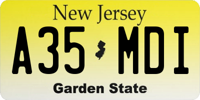NJ license plate A35MDI