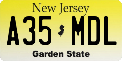 NJ license plate A35MDL