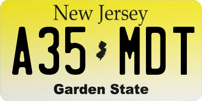 NJ license plate A35MDT