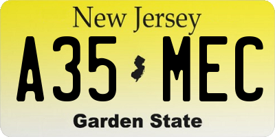 NJ license plate A35MEC
