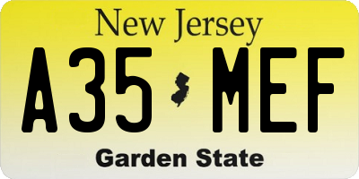 NJ license plate A35MEF
